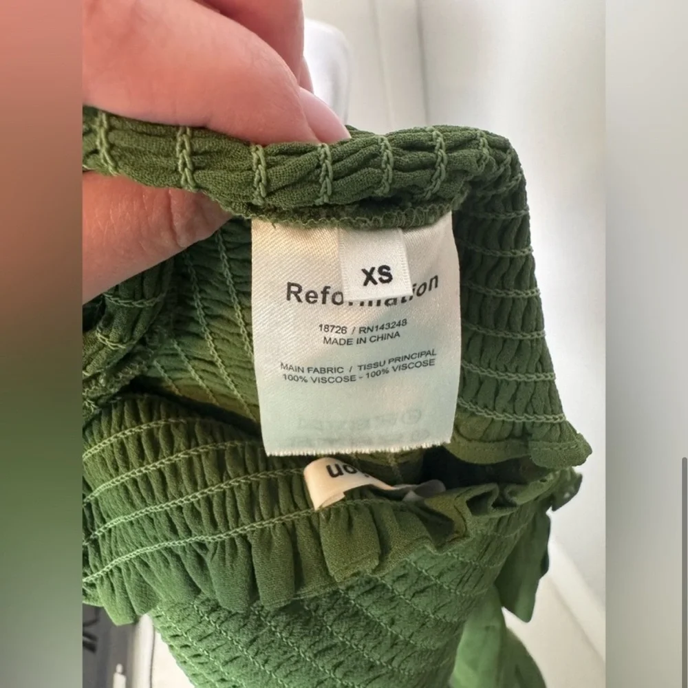Reformation green smocked