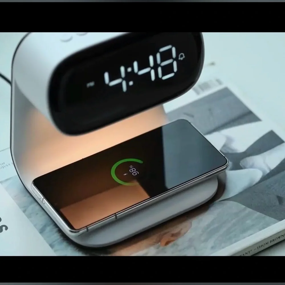 New Digital Alarm Clock Wireless Fast Charging Station 15W Touch Smart Lamp