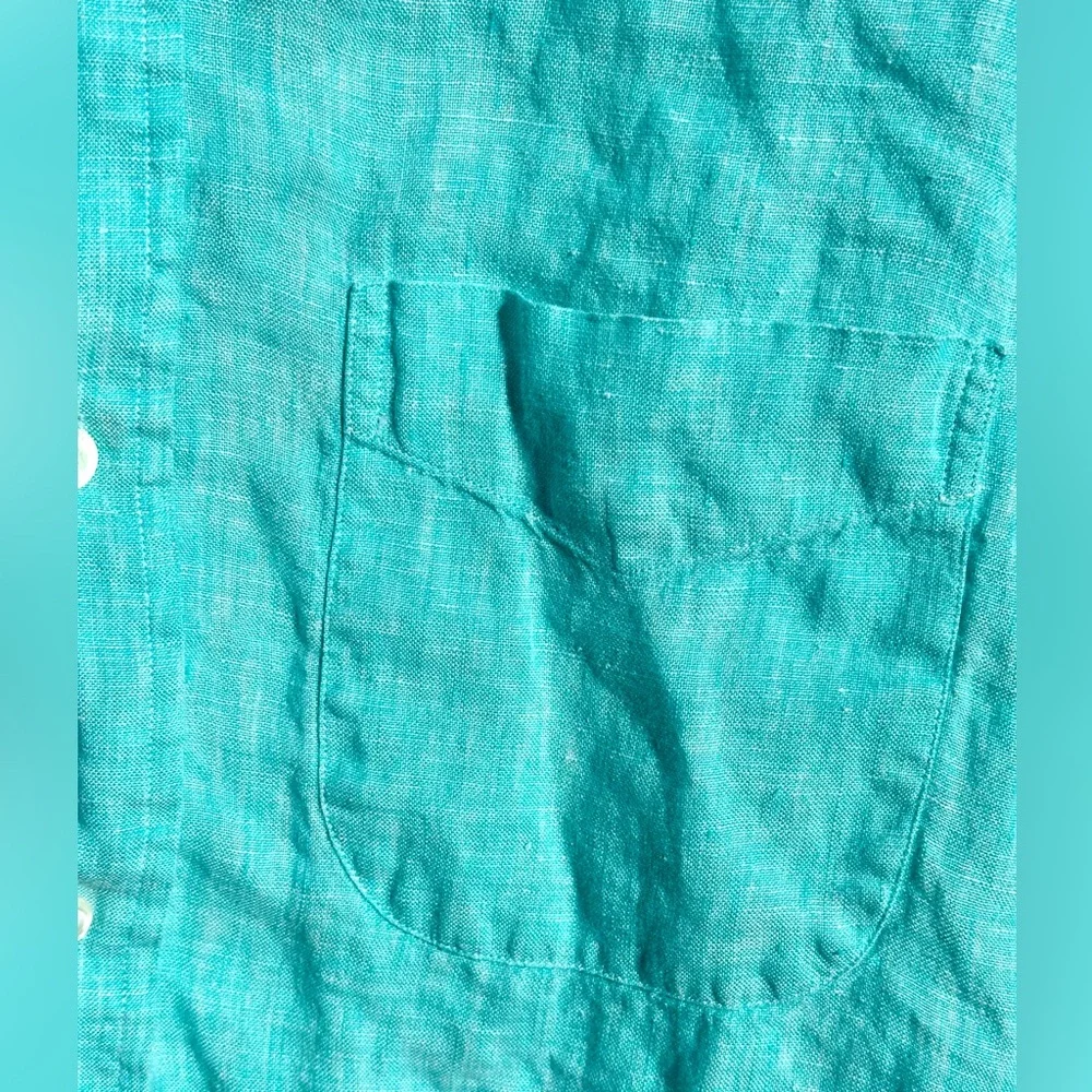 POLO Ralph Lauren 100% Linen Turquoise Blue Shirt, Classic Fit, M