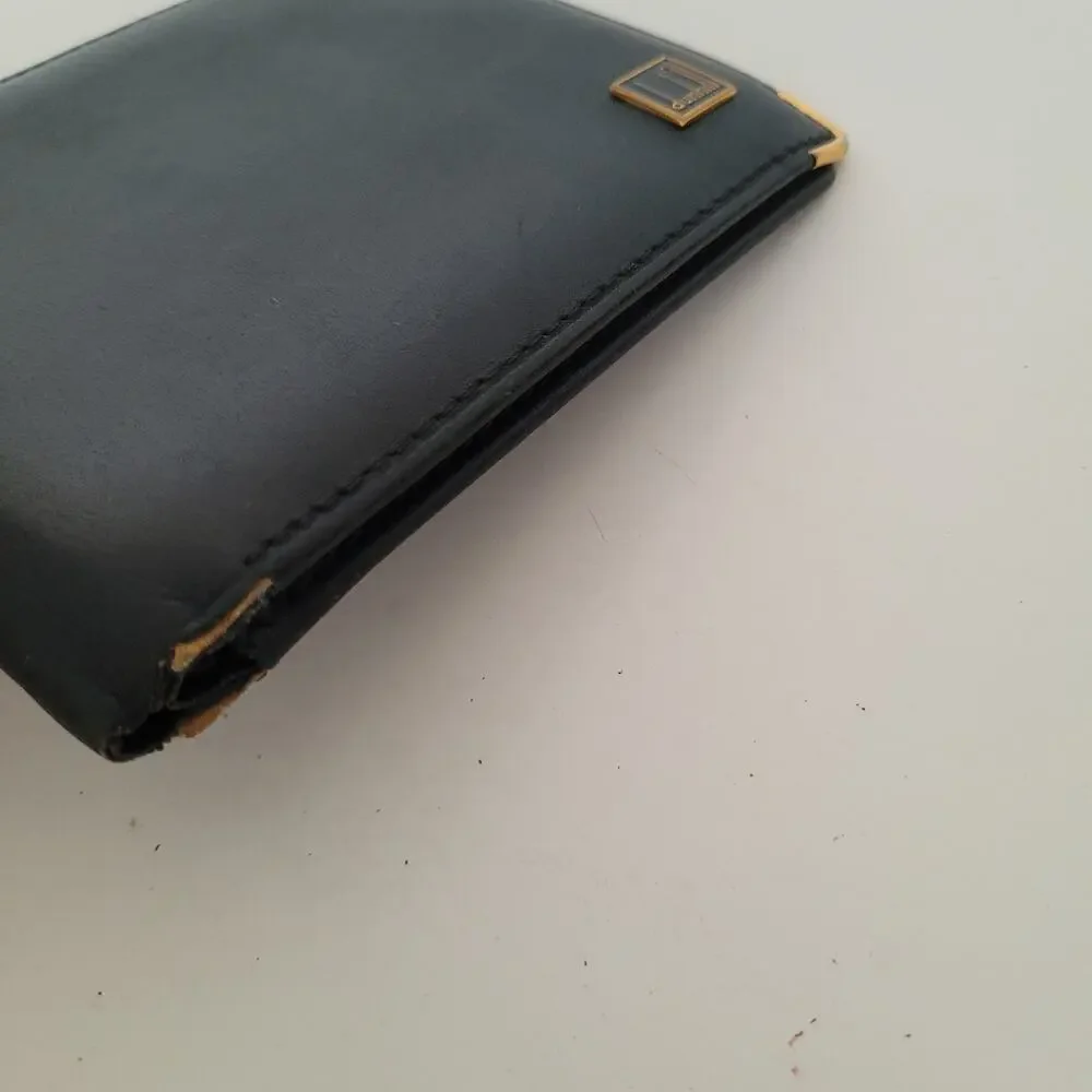 Dunhill Designer Mens Wallet Black Bifold Leather Folding Compact Medium Logo