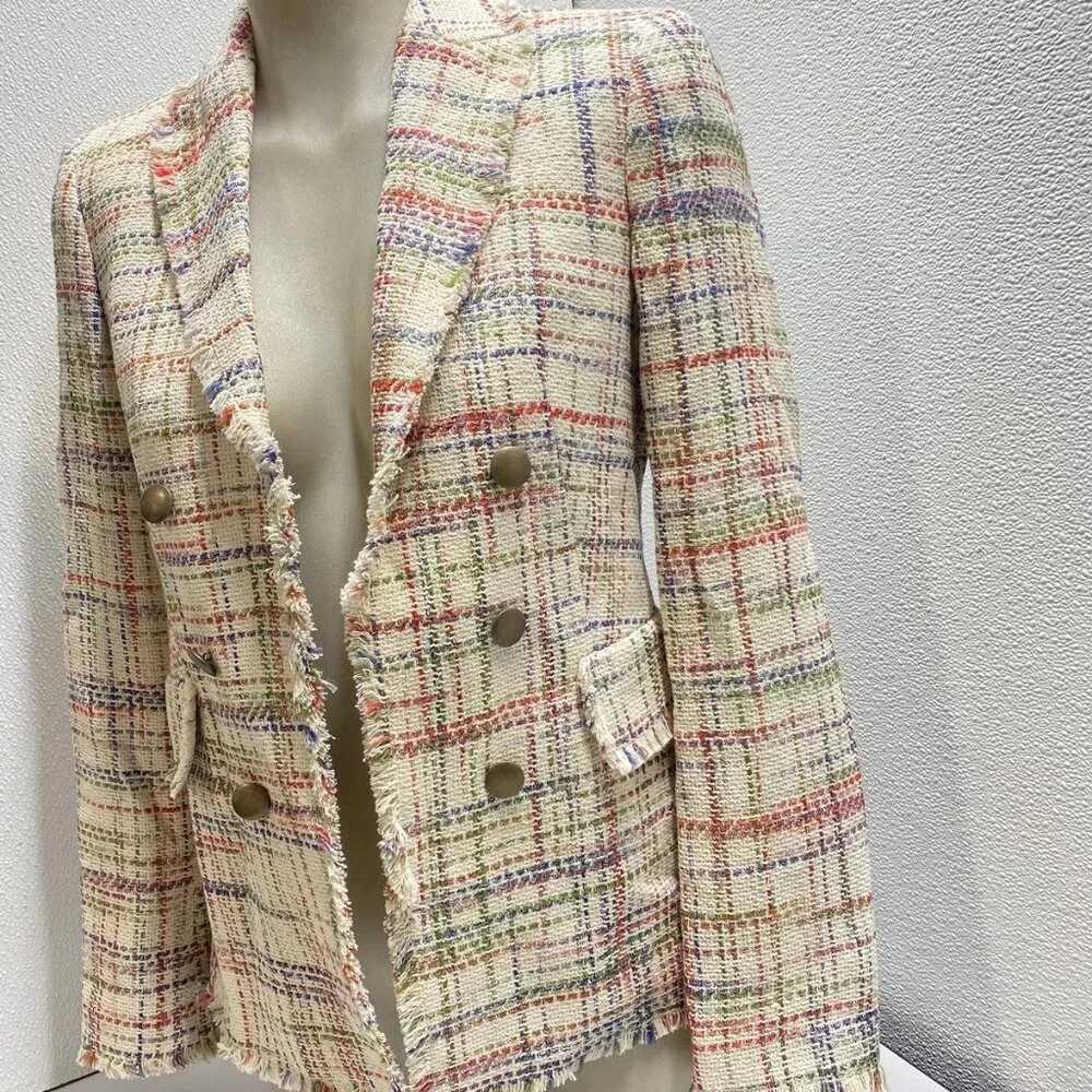 NEW AKRIS Women’s Fringe Tweed Blazer Jacket