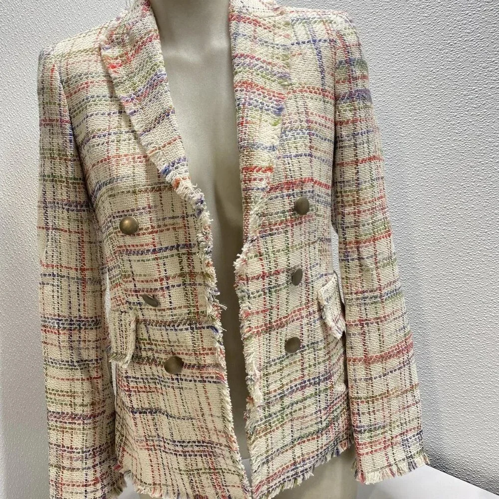NEW AKRIS Women’s Fringe Tweed Blazer Jacket