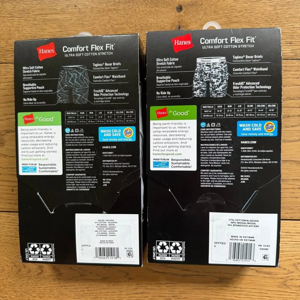 NWT Hanes Comfort Flex Men Fit Cotton Boxer Briefs SZ S Lot of 2 Packs 6 Pair