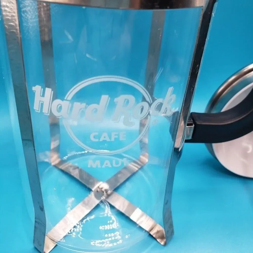 Hard Rock Cafe Maui Glass French Press Coffee Maker Carafe Souvenir