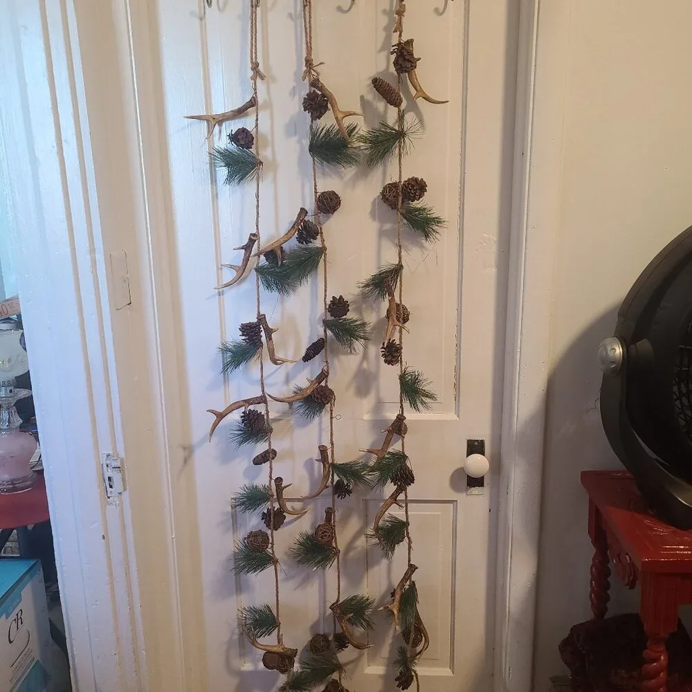 Deer Antler Pine Comb Tree Garland 3 PCS Artificial Pine 75