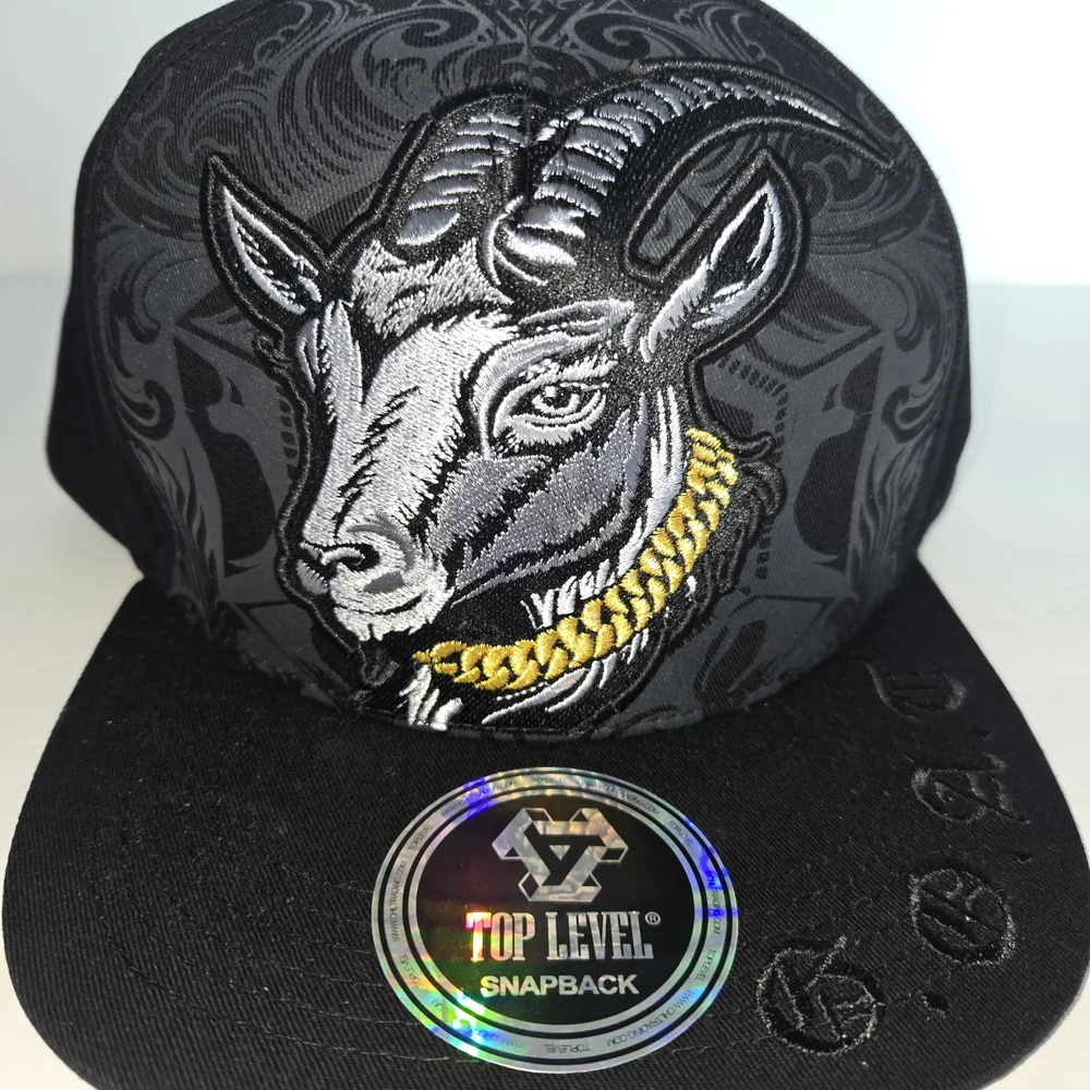 The GOAT Top Level Men's Snapback Hat One Size Black Embroidered Logo New