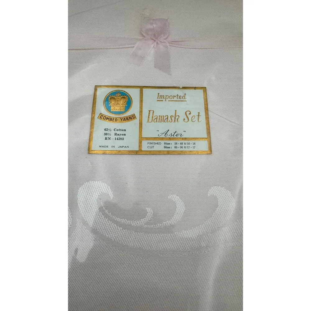 Imported Vintage Aster Damask Tablecloth Combed Yarns Cotton Rayon Made Japan