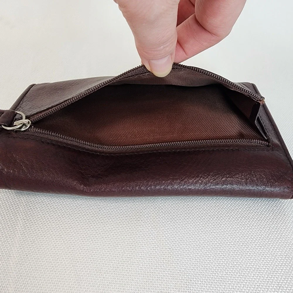 Osgoode Marley RFID Dark Brown Full Grain Leather Wallet W/Checkbook Holder