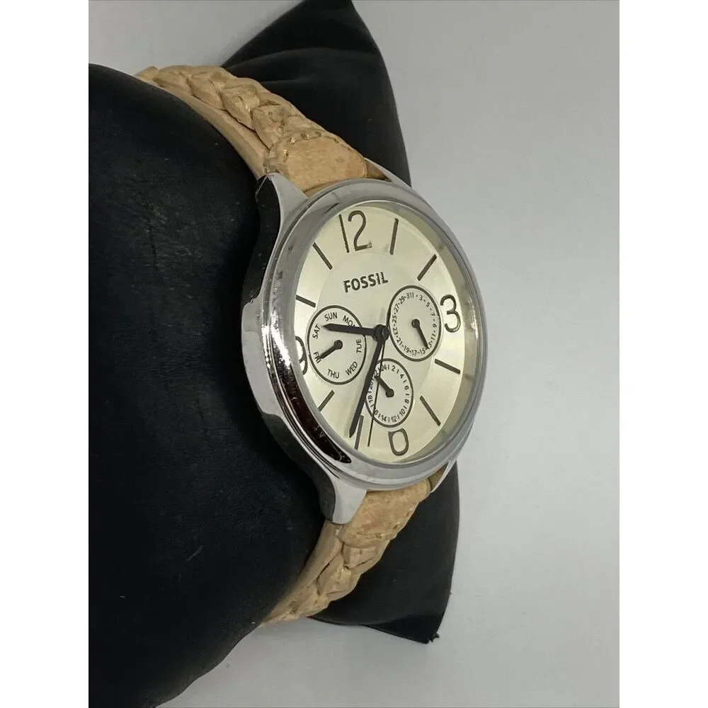 Fossil BQ3249 Women's Leather White Analog Dial Quartz Genuine Wrist Watch JK739