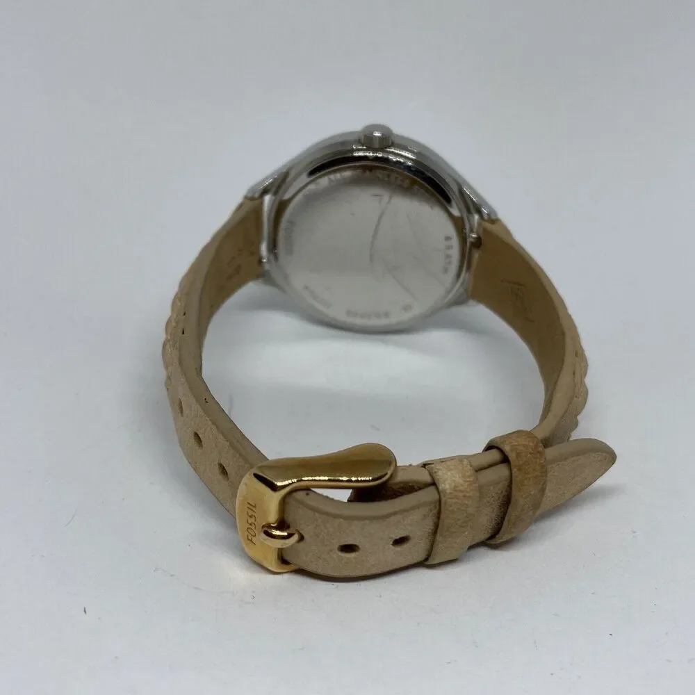 Fossil BQ3249 Women's Leather White Analog Dial Quartz Genuine Wrist Watch JK739