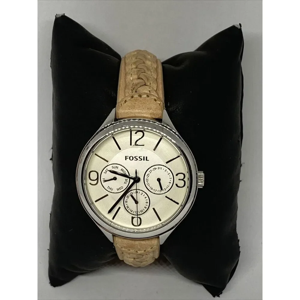 Fossil BQ3249 Women's Leather White Analog Dial Quartz Genuine Wrist Watch JK739