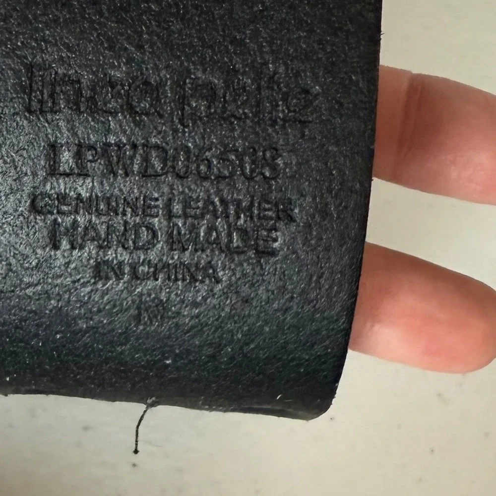 Linea Pelle Black Genuine Leather Stud Belt LPWD06508 Medium