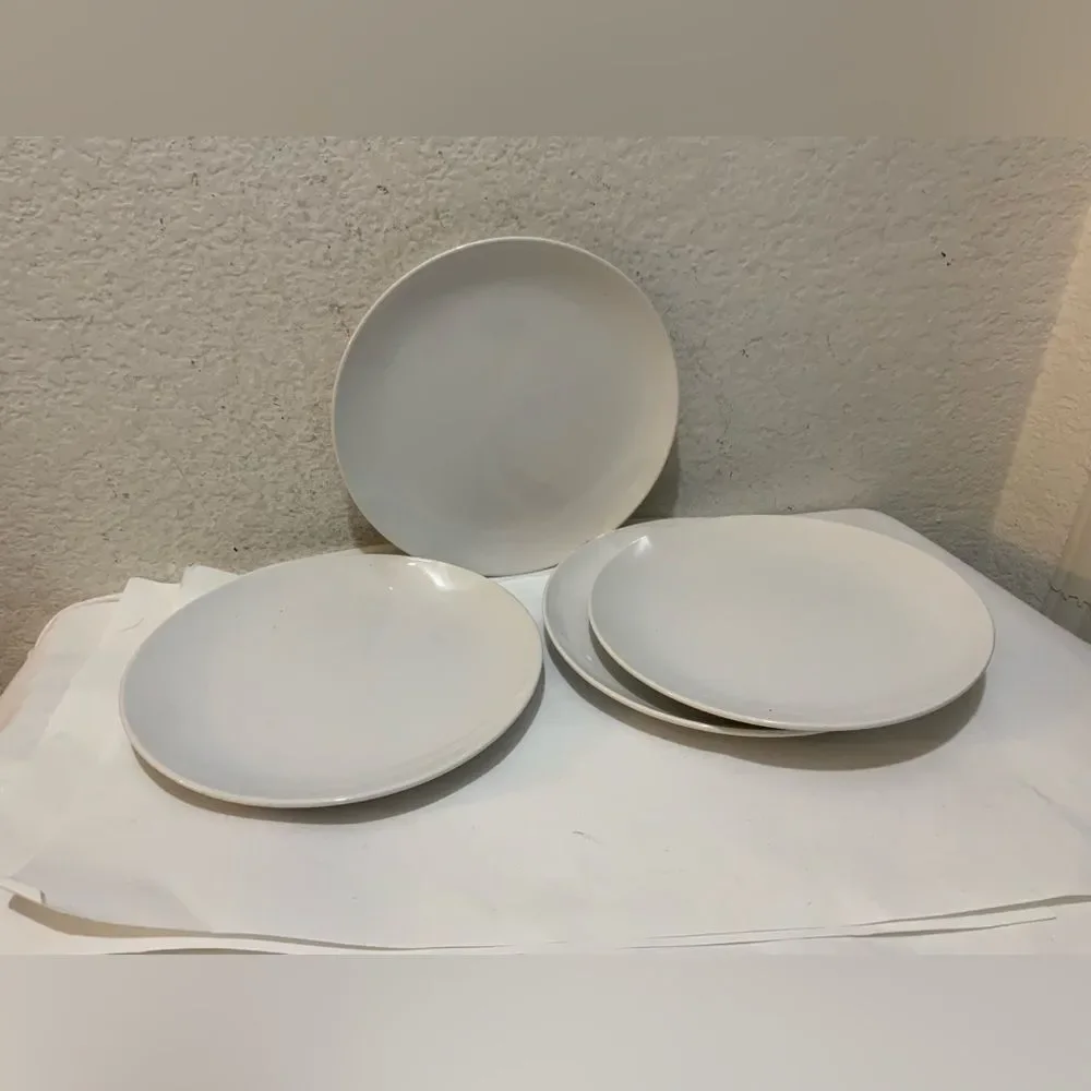 4 WHITE IKEA OF SWEDEN SALAD PLATES 12011 SOLID DESIGN 8.25 INCHES B7