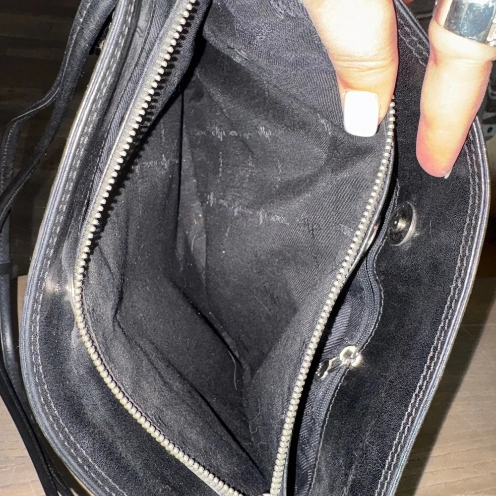 Monsac Black Leather Messenger Bag