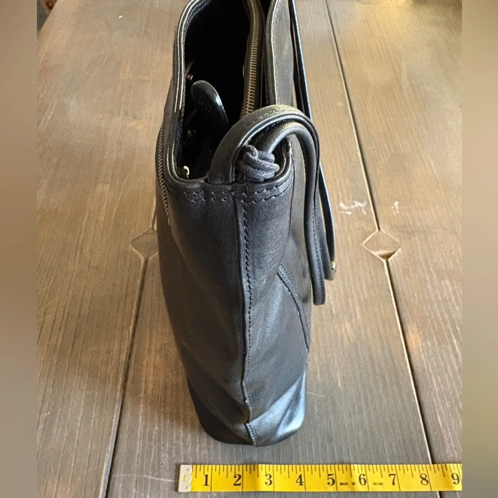 Monsac Black Leather Messenger Bag