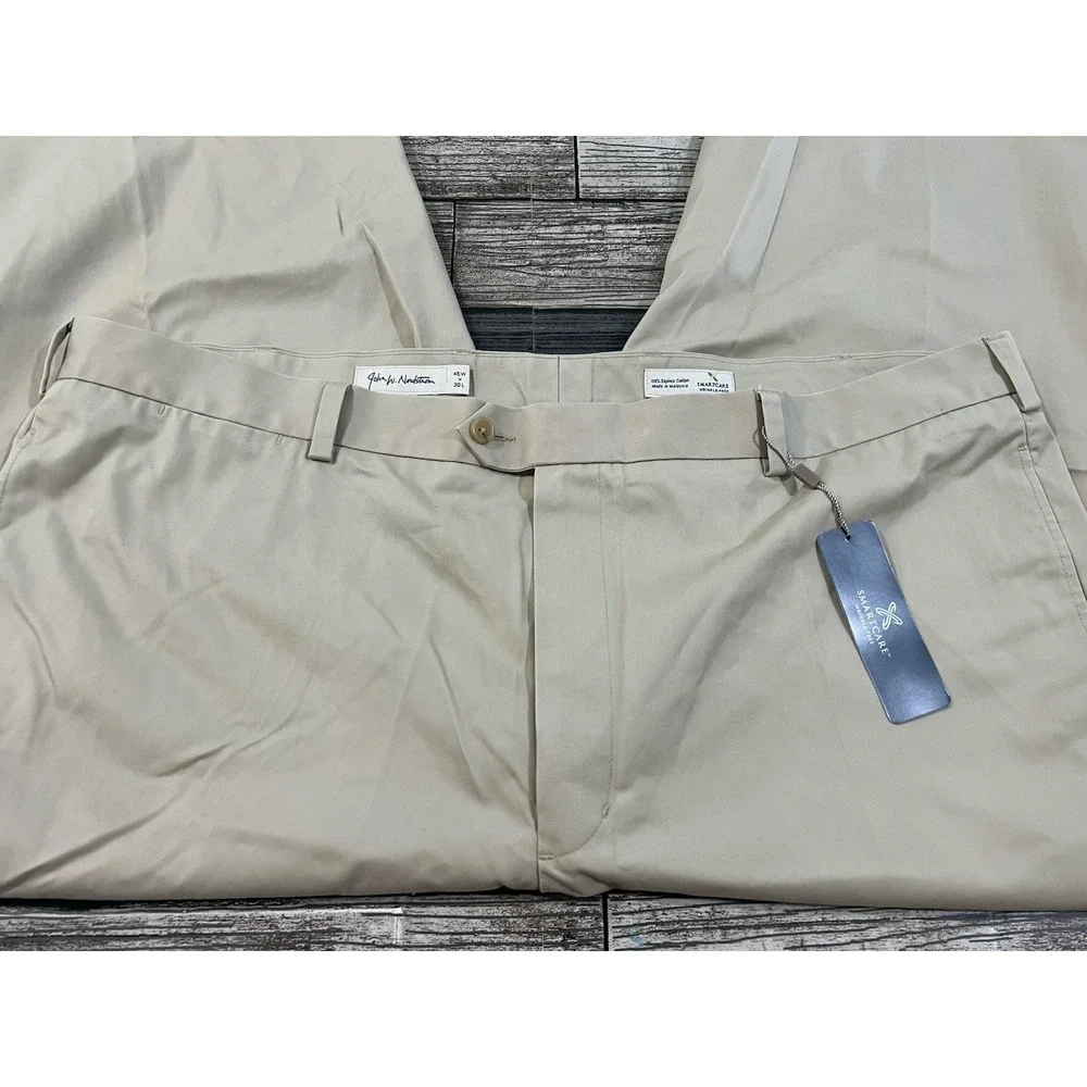 John W. Nordstrom w100% supima cotton Beige Flat Front pants‎ men's 46/36