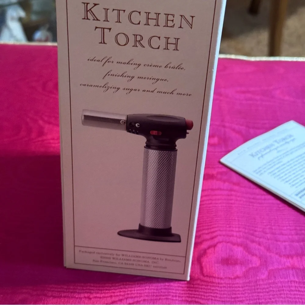 Williams Sonoma Kitchen Torch New Stainless Steel with Recipes