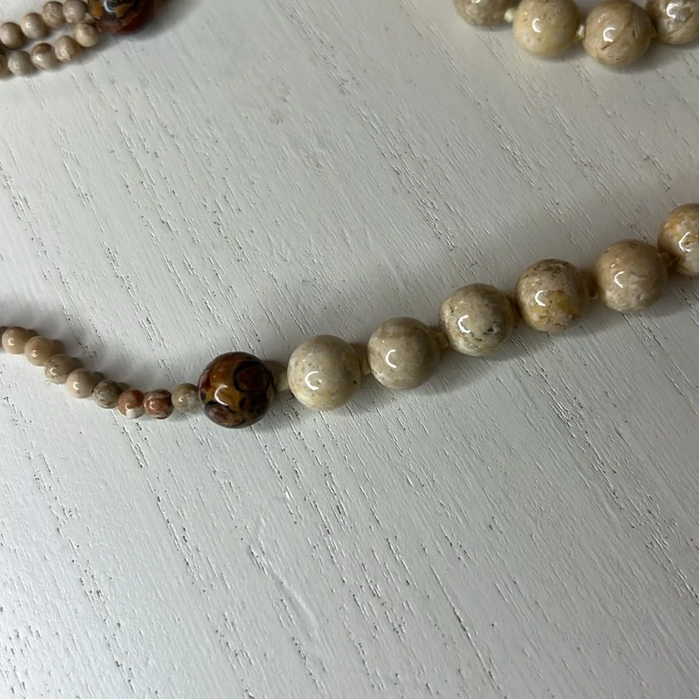 Tribal Polished Stone Tan beaded necklace