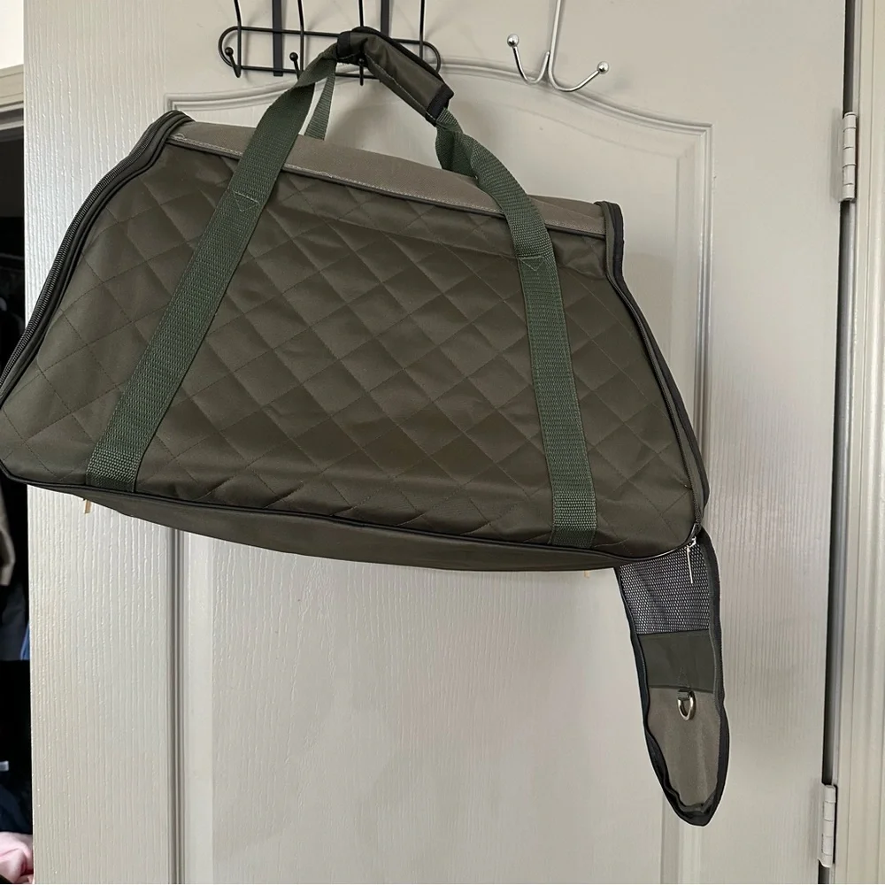 Army Green Quilted Pet Carrier Small/Medium Animal Vacation Plain Unisex