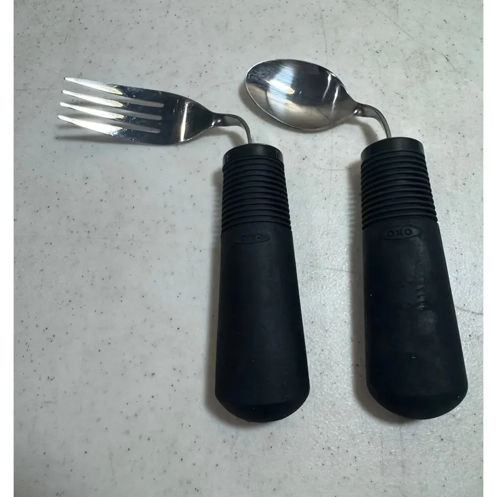 Mighty Grip OXO Handicap Medical Assist Utensils Flatware Spoon and Fork