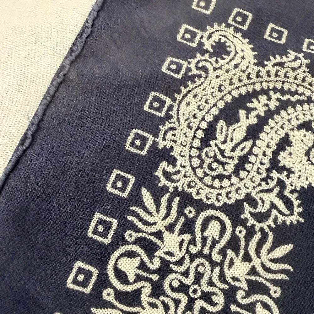 Vintage Paris Accessories Inc Bandana Navy Blue Paisley RN 13960 Made in USA
