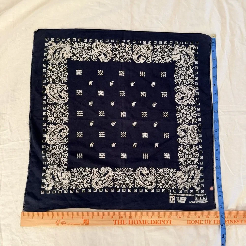 Vintage Paris Accessories Inc Bandana Navy Blue Paisley RN 13960 Made in USA
