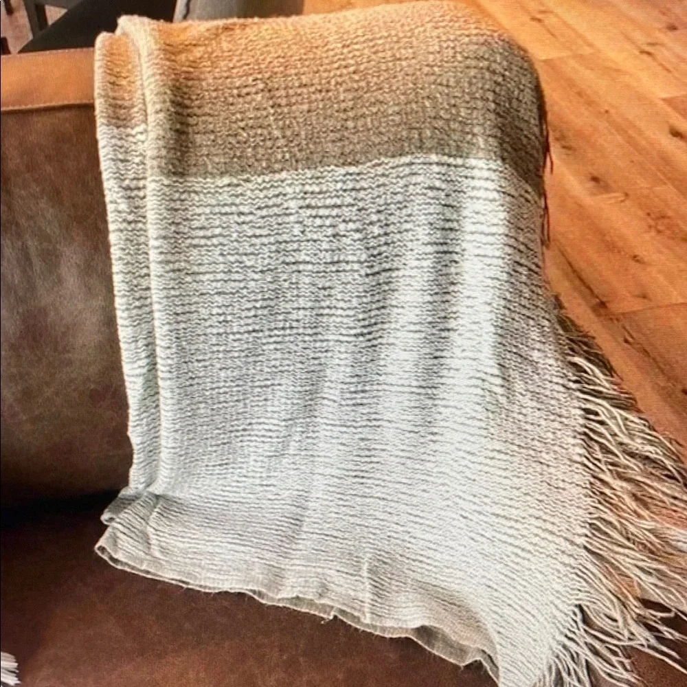 Mark & Graham by Williams Sonoma Fringe Throw Blanket - 100% Acrylic - Beige/Tan
