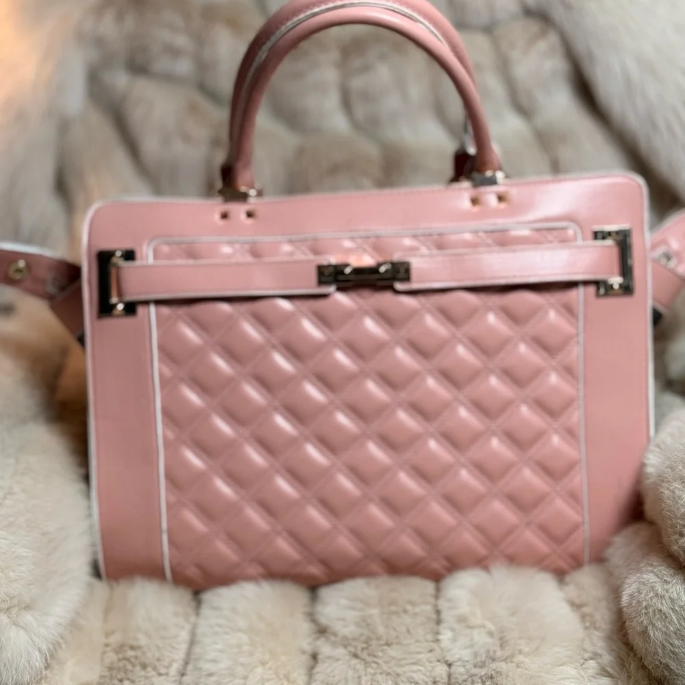 Elegant Pink Quilted XS Dog Carrier