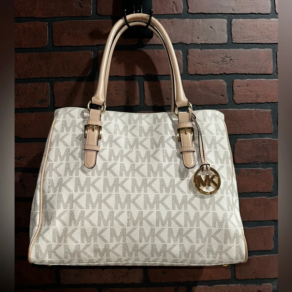 Michael Kors Cream and Tan Logo Tote