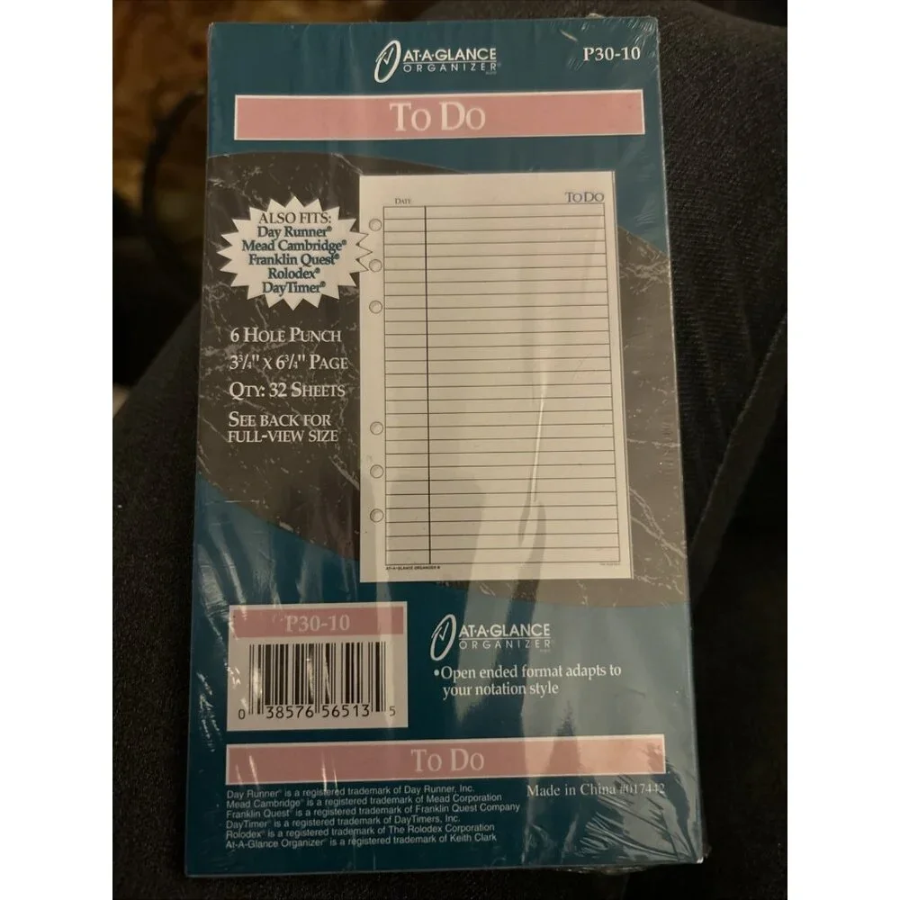 At-A-Glance To Do Pages 3 3/4 x 6 3/4 Day Runner Franklin Cambridge Daytimer New