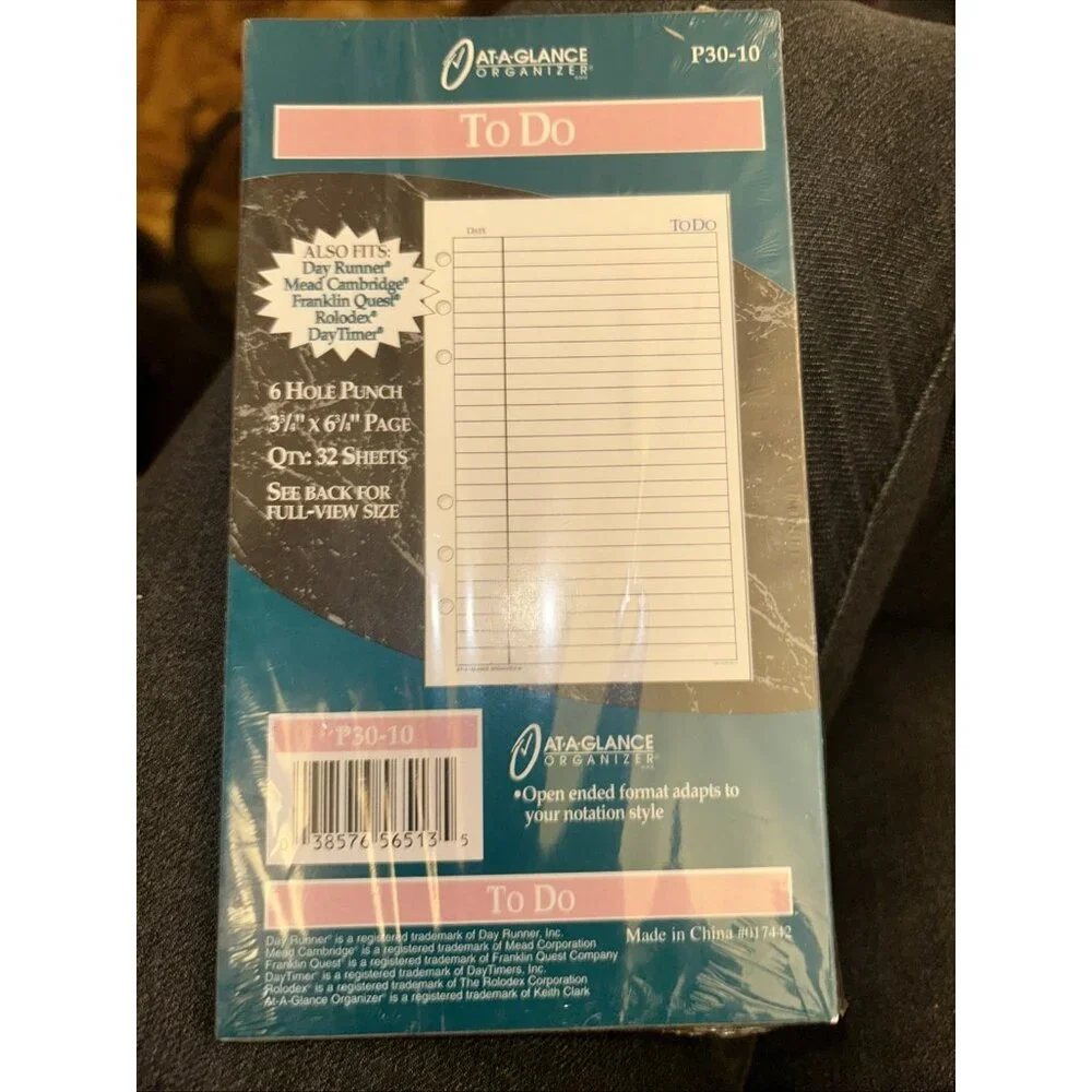 At-A-Glance To Do Pages 3 3/4 x 6 3/4 Day Runner Franklin Cambridge Daytimer New
