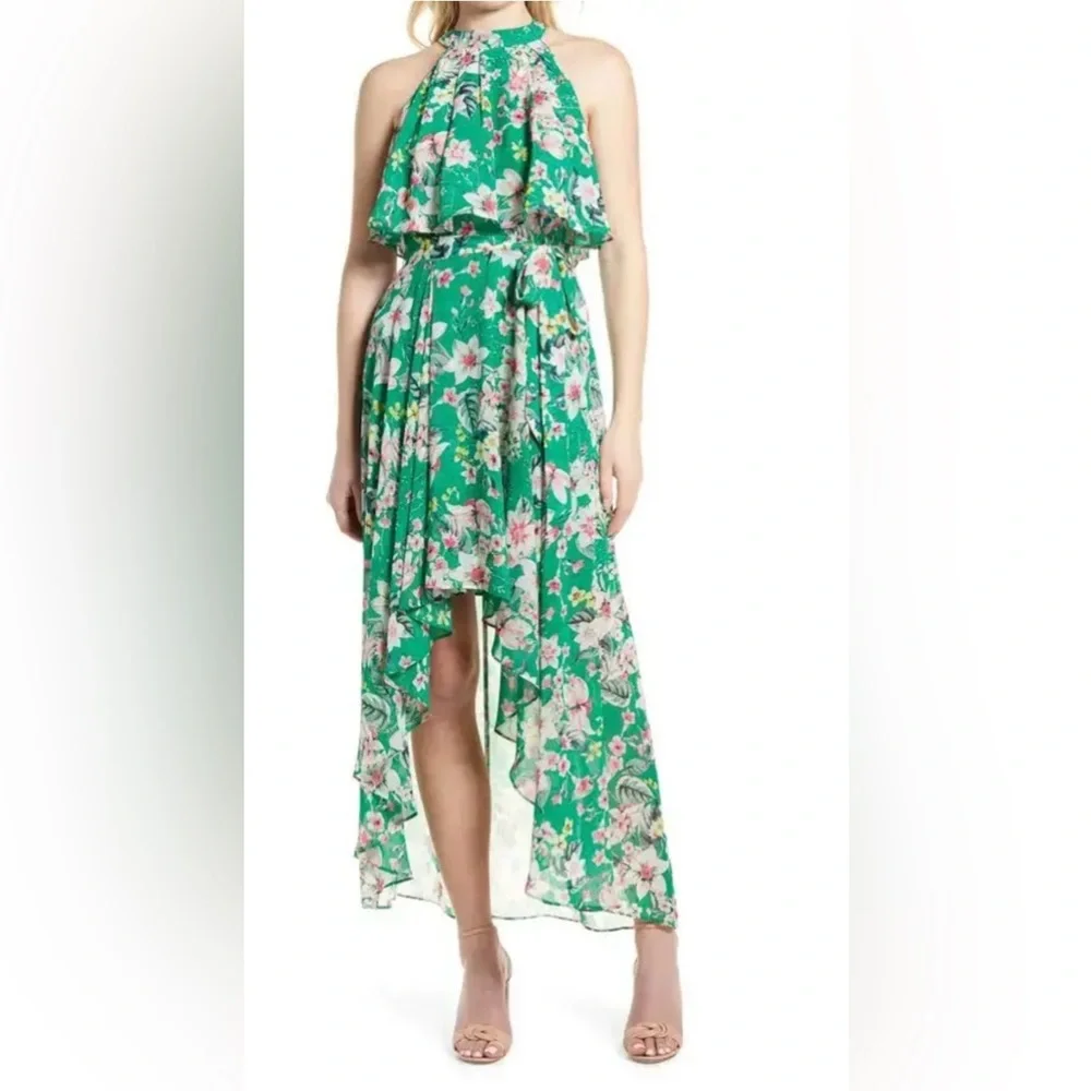 ✨Eliza J Floral Halter Chiffon Gown Size 16