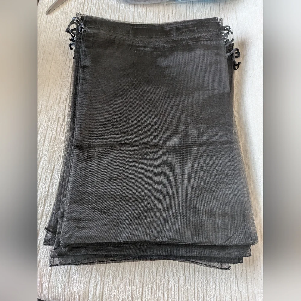 Organza Bags Set Of 25  Large Black Gift Bags Drawstring Sheer