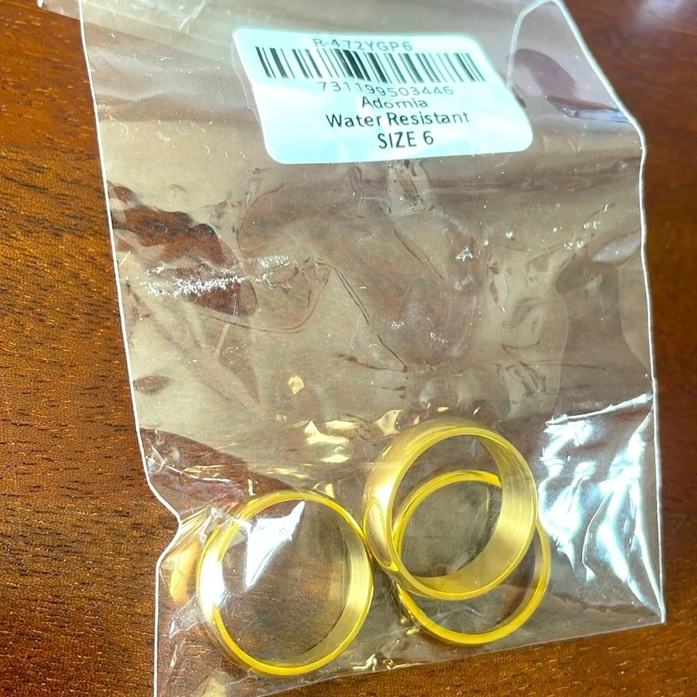 ADORNIA Water Resistant Mixed Band Stackable Ring Set 3pcs Size 6