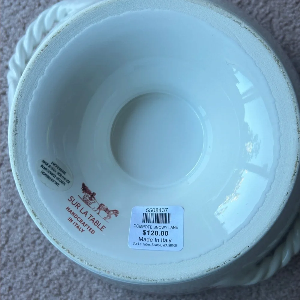 NWT. Sur La Table Italian Large Christmas Themed Serving Dish. Piece 2.