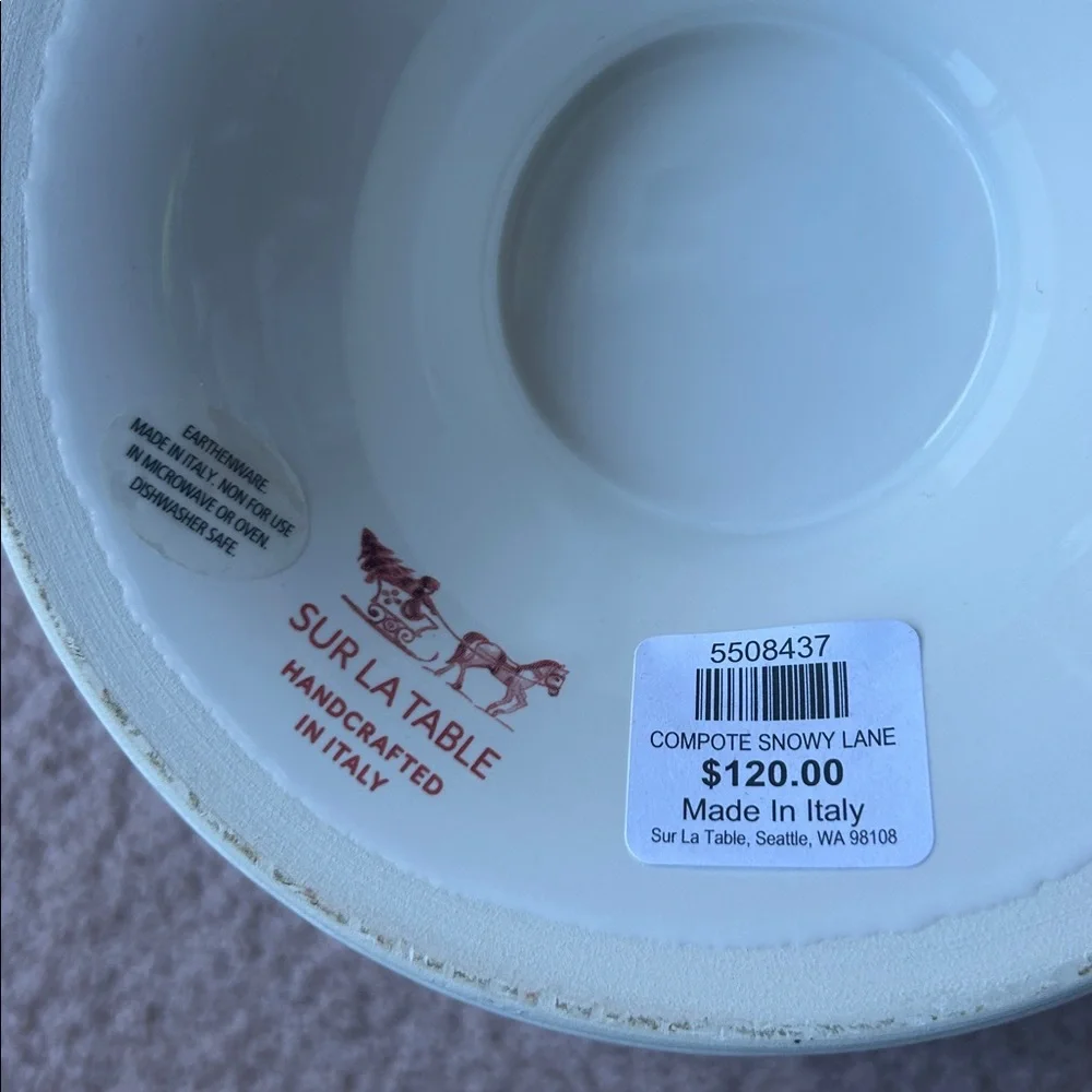 NWT. Sur La Table Italian Large Christmas Themed Serving Dish. Piece 2.