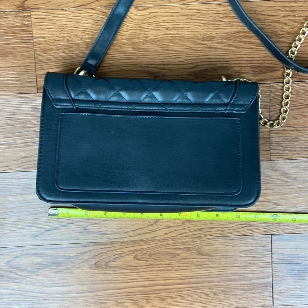 Badgley Mischka Quilted Studded Black Vegan Leather Cross Body Bag