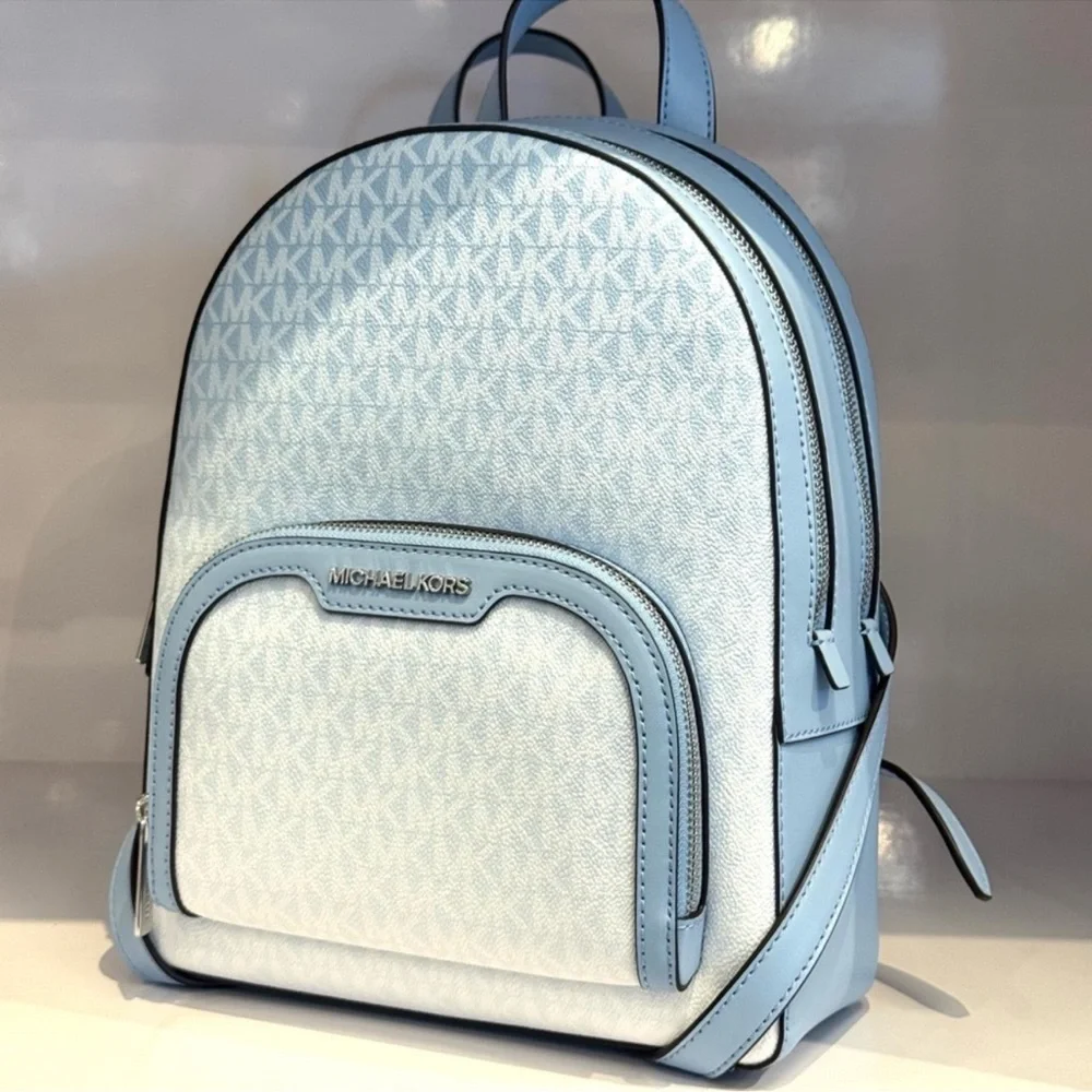 Michael Kors Jaycee Medium Ombré Signature Logo Backpack Light Sky Blue