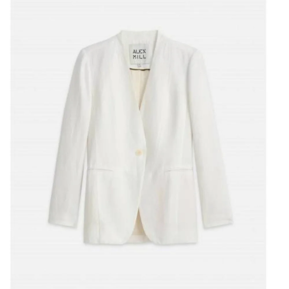NEW ALEX MILL women's janine twill blazer in ecru linen Size XS