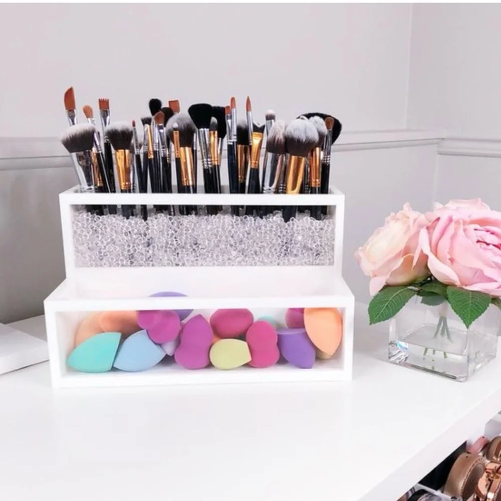 White Makeup Supplies Holder