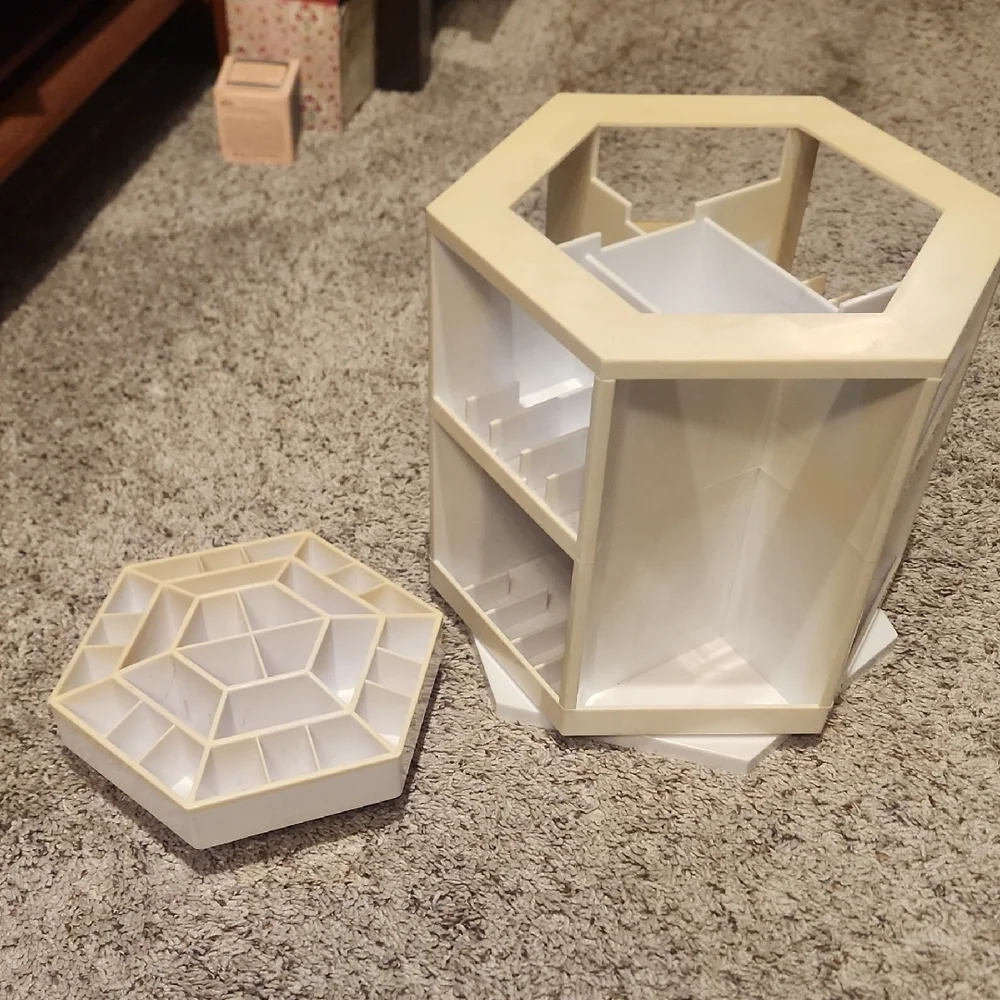 QVC Cream Rotating Makeup Organizer
