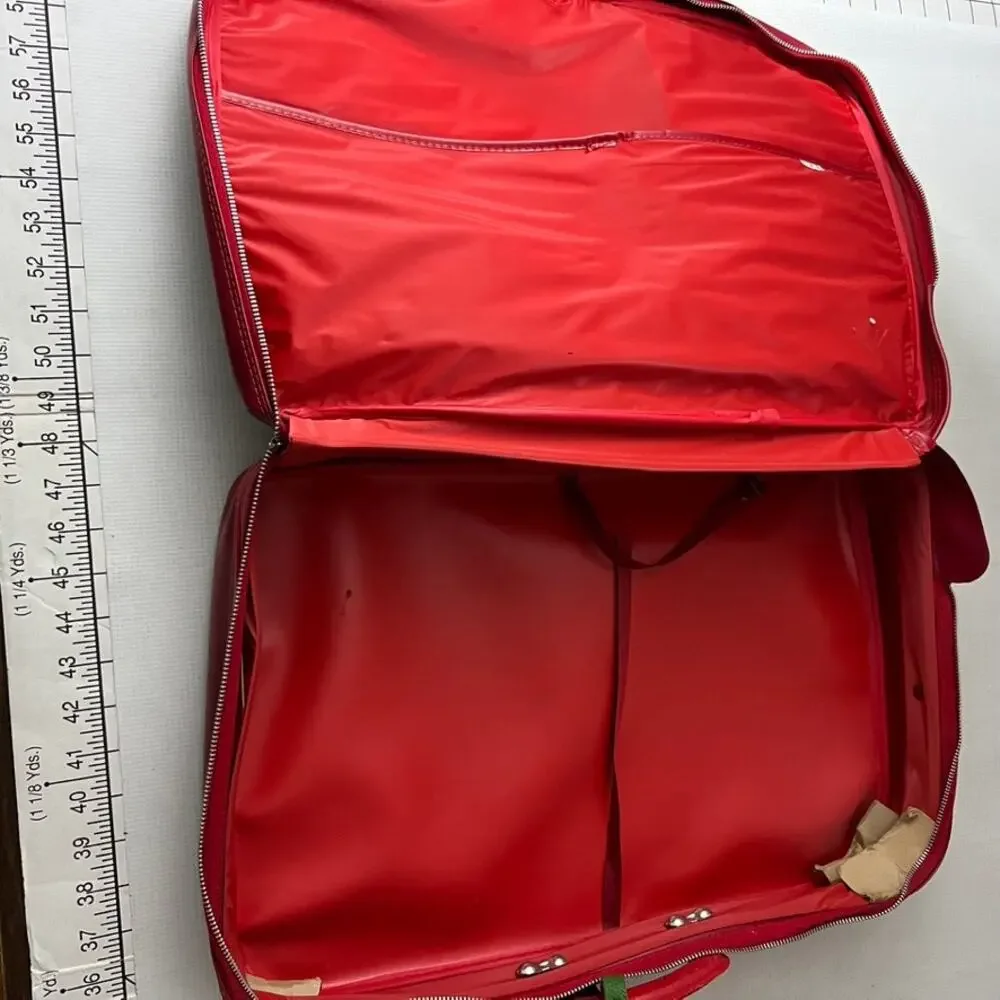Vintage 60's 70's Paisley Red Travel Luggage Overnight