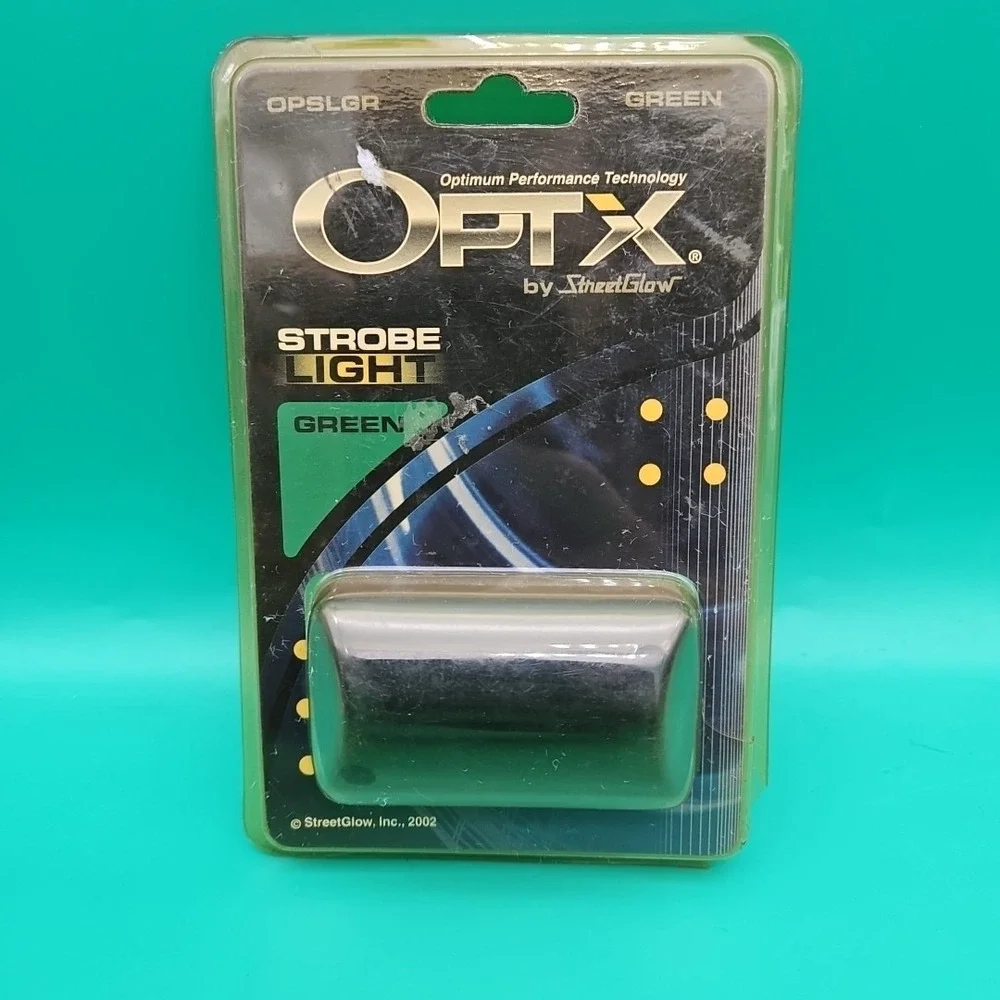 Optx Streetglow Strobe Light Green NOS 2002 Vintage OPSLGR Brand New Street Glow