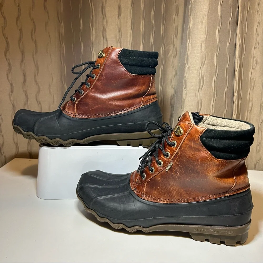 Sperry Top Sider Men’s 8 Avenue Duck Boot Black Amaretto Brown Leather STS10548