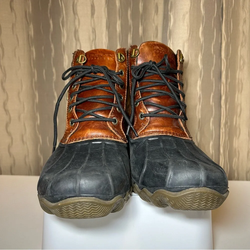 Sperry Top Sider Men’s 8 Avenue Duck Boot Black Amaretto Brown Leather STS10548