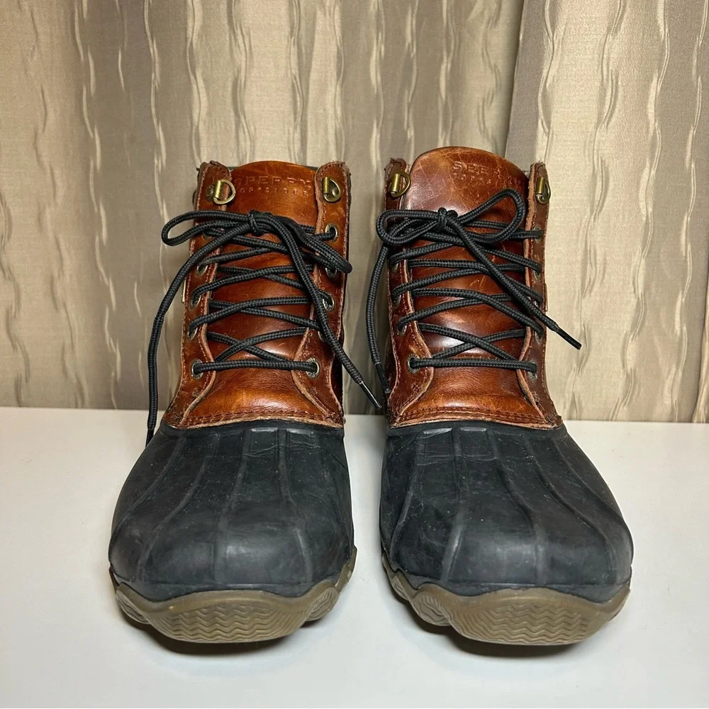 Sperry Top Sider Men’s 8 Avenue Duck Boot Black Amaretto Brown Leather STS10548
