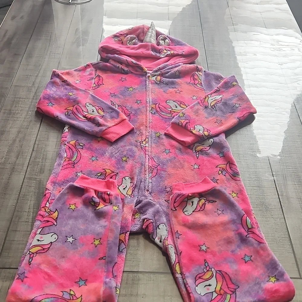 The Children's Place Pink and Purple Unicorn Footie