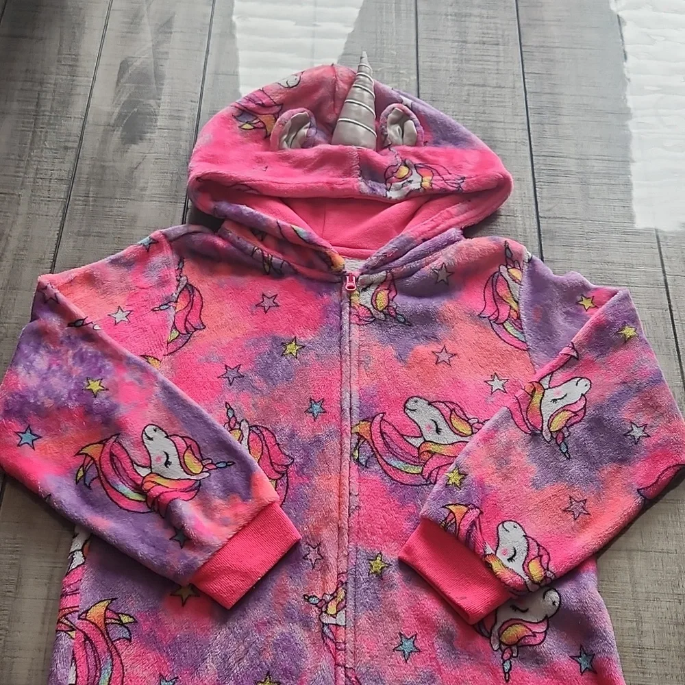 The Children's Place Pink and Purple Unicorn Footie