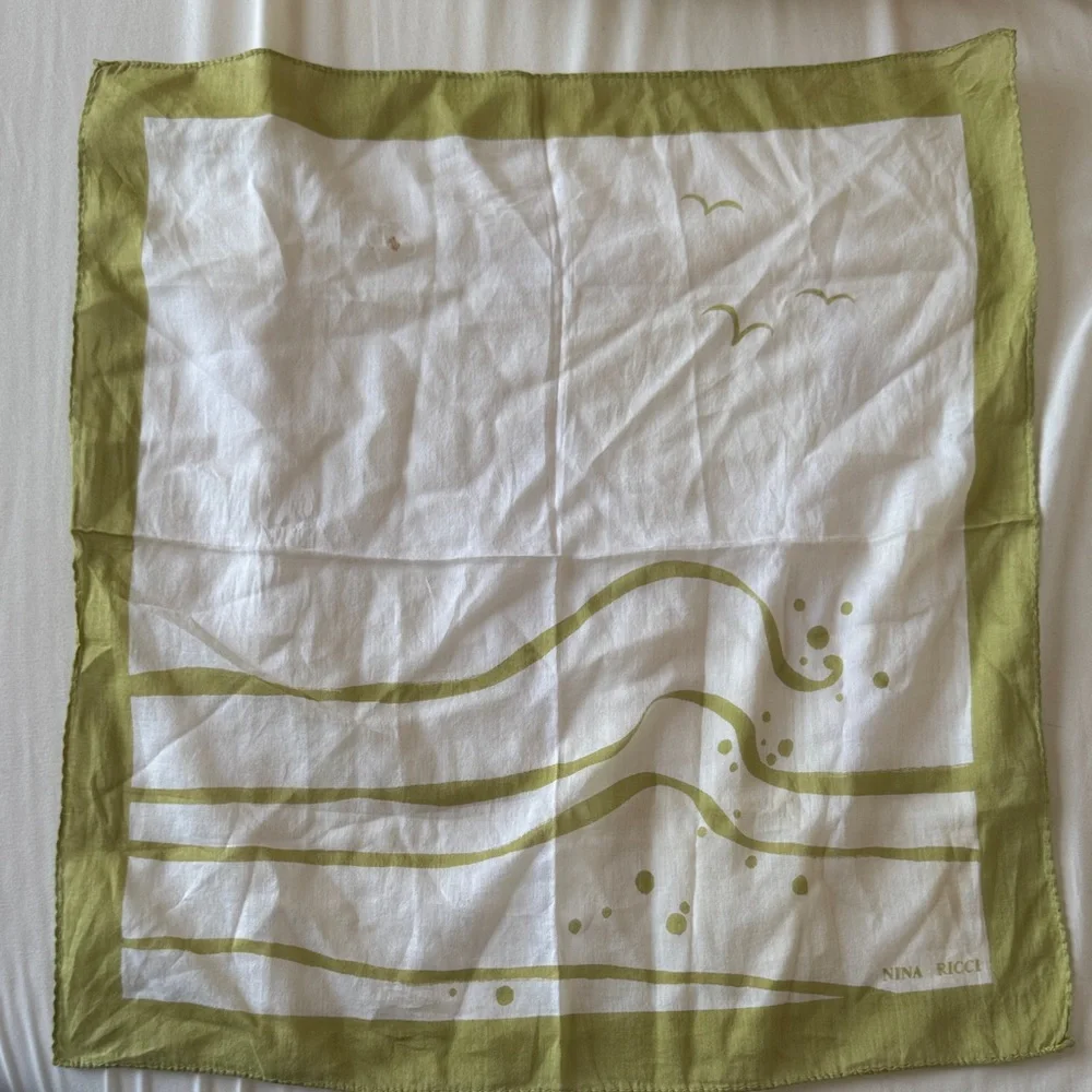 Nina Ricci Olive and White Scarf