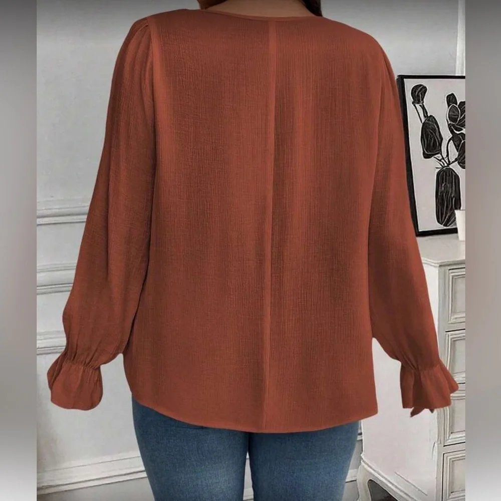 Elegant Red Lace Trim Women's Top